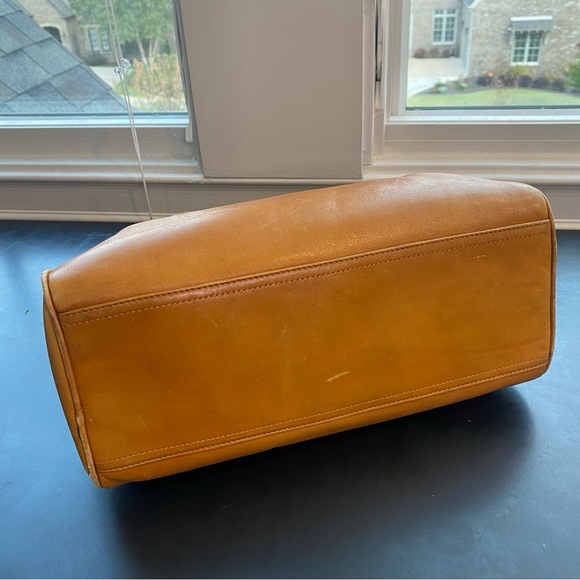 Vintage 1970s Saks Fifth Avenue Satchel Handbag Bag Tobacco Honey Brown Leather - Picture 7 of 17